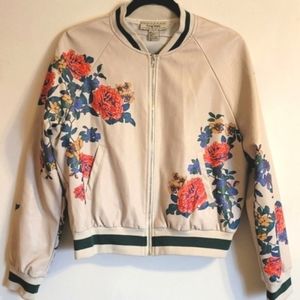 New Floral Vegan Leather Bomber
